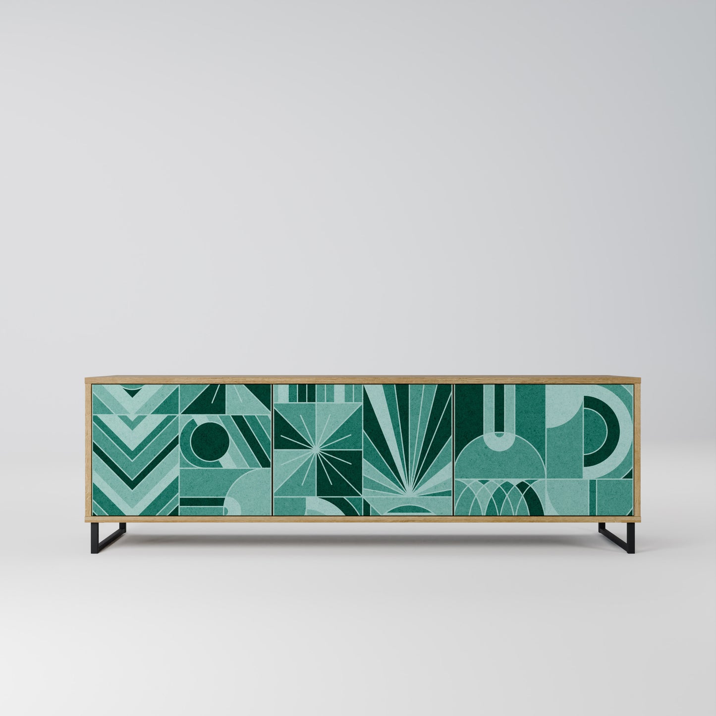 HARMONIC GRID 3-Door TV Stand in Oak Effect