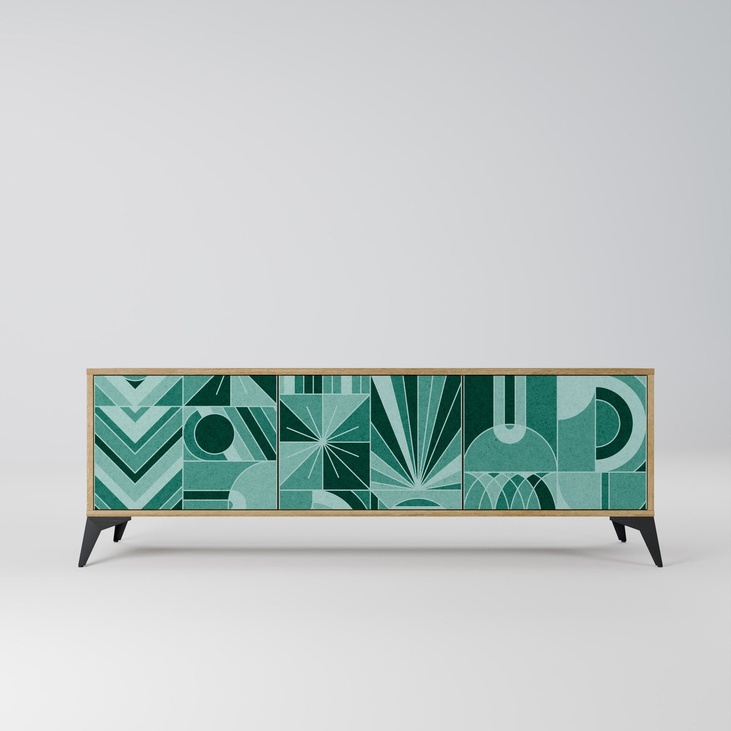 HARMONIC GRID 3-Door TV Stand in Oak Effect