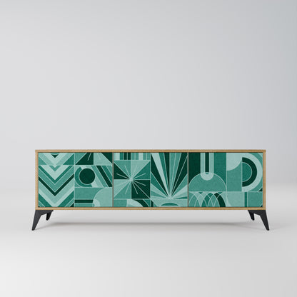 HARMONIC GRID 3-Door TV Stand in Oak Effect