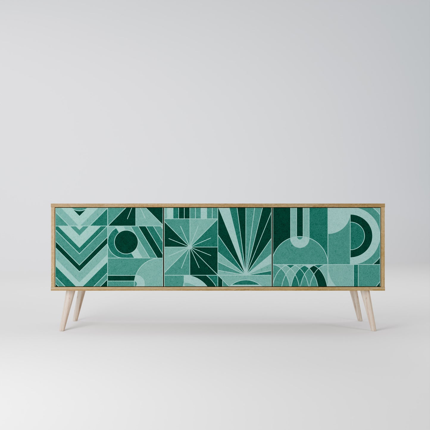 HARMONIC GRID 3-Door TV Stand in Oak Effect