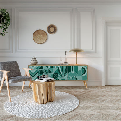 HARMONIC GRID 3-Door TV Stand in Oak Effect