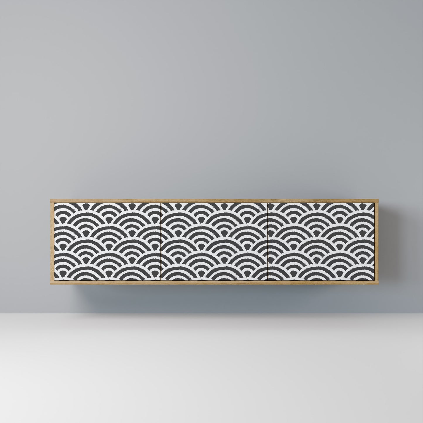 GLOOMY HOST 3-Door TV Stand in Oak Effect