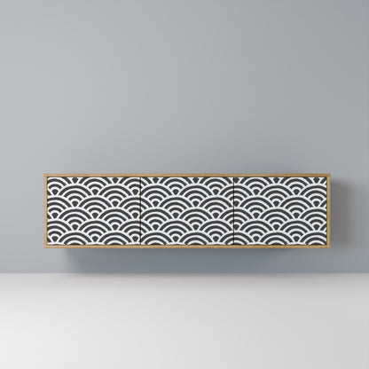 GLOOMY HOST 3-Door TV Stand in Oak Effect