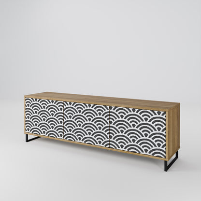 GLOOMY HOST 3-Door TV Stand in Oak Effect