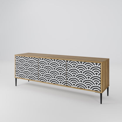 GLOOMY HOST 3-Door TV Stand in Oak Effect