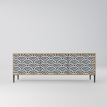 GLOOMY HOST 3-Door TV Stand in Oak Effect