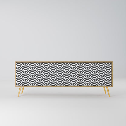 GLOOMY HOST 3-Door TV Stand in Oak Effect