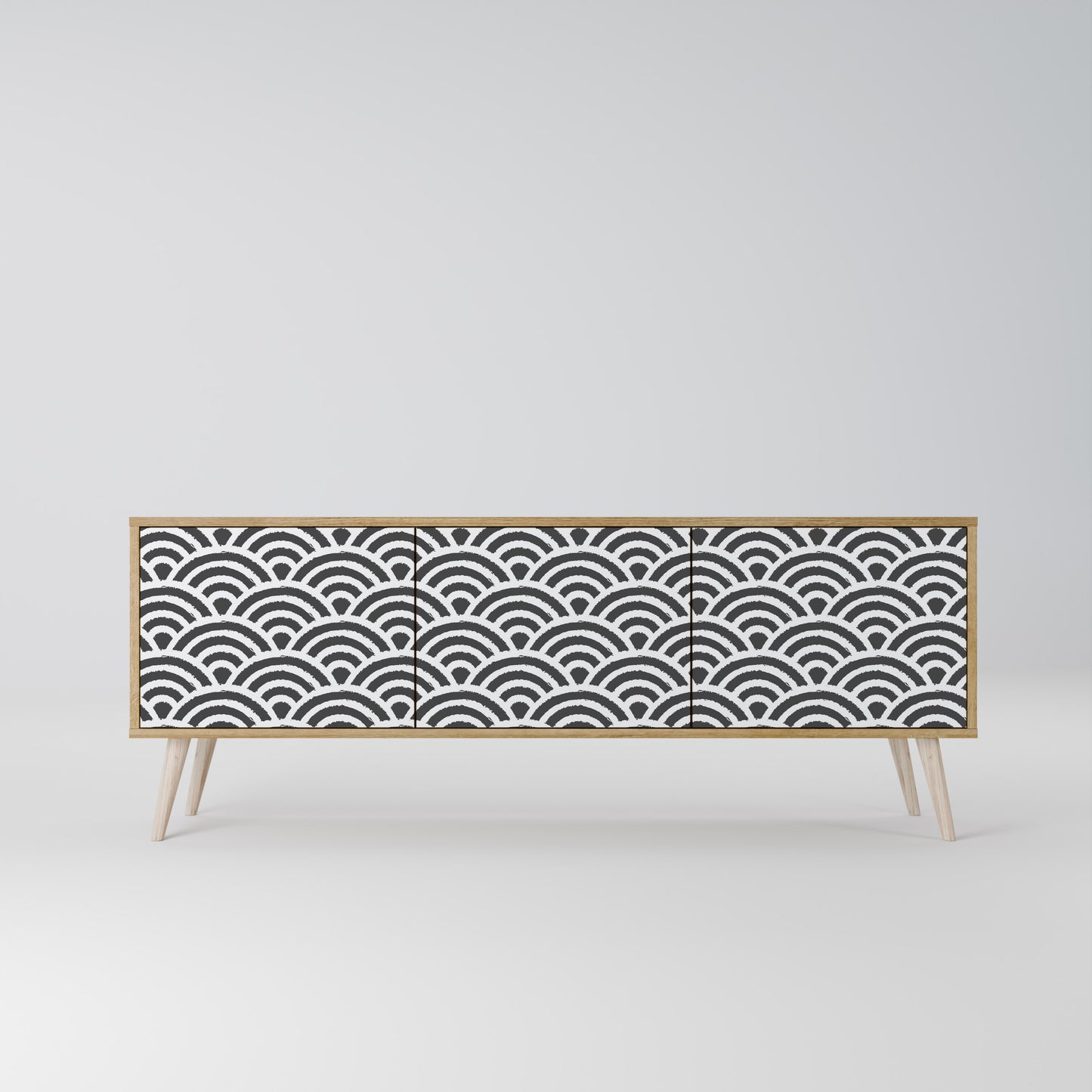 GLOOMY HOST 3-Door TV Stand in Oak Effect