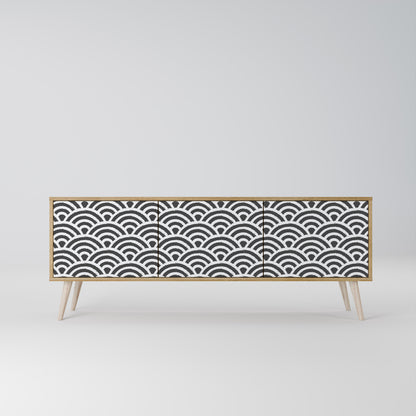 GLOOMY HOST 3-Door TV Stand in Oak Effect