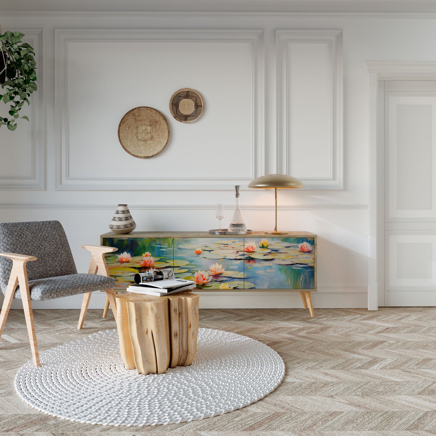 BLOOMING WATERS Mobile TV a 3 Ante in Effetto Rovere