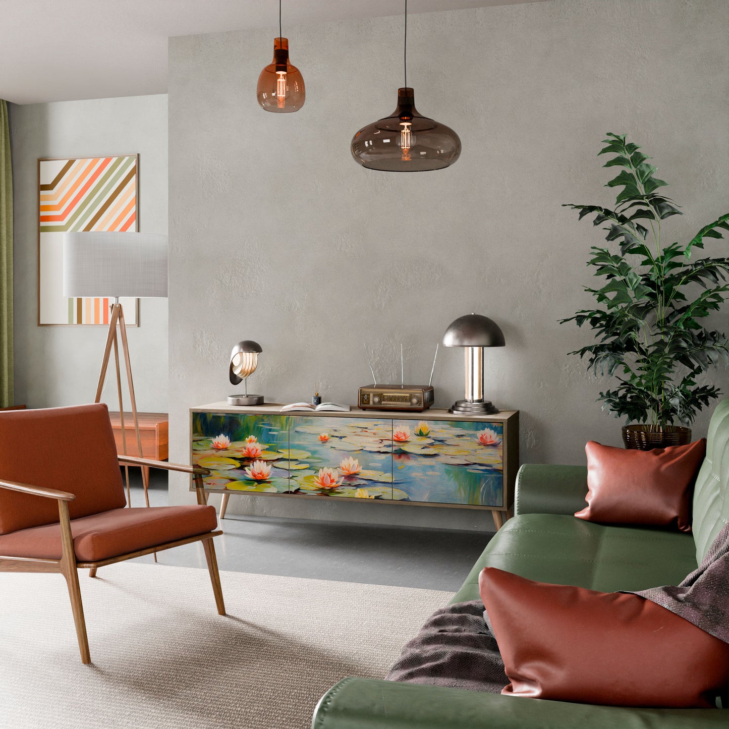 BLOOMING WATERS Mobile TV a 3 Ante in Effetto Rovere