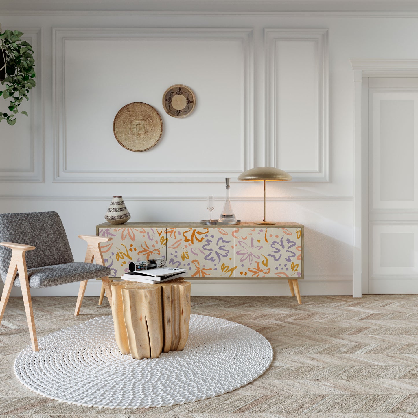 SPRING WHIMSY Mobile TV a 3 Ante in Effetto Rovere