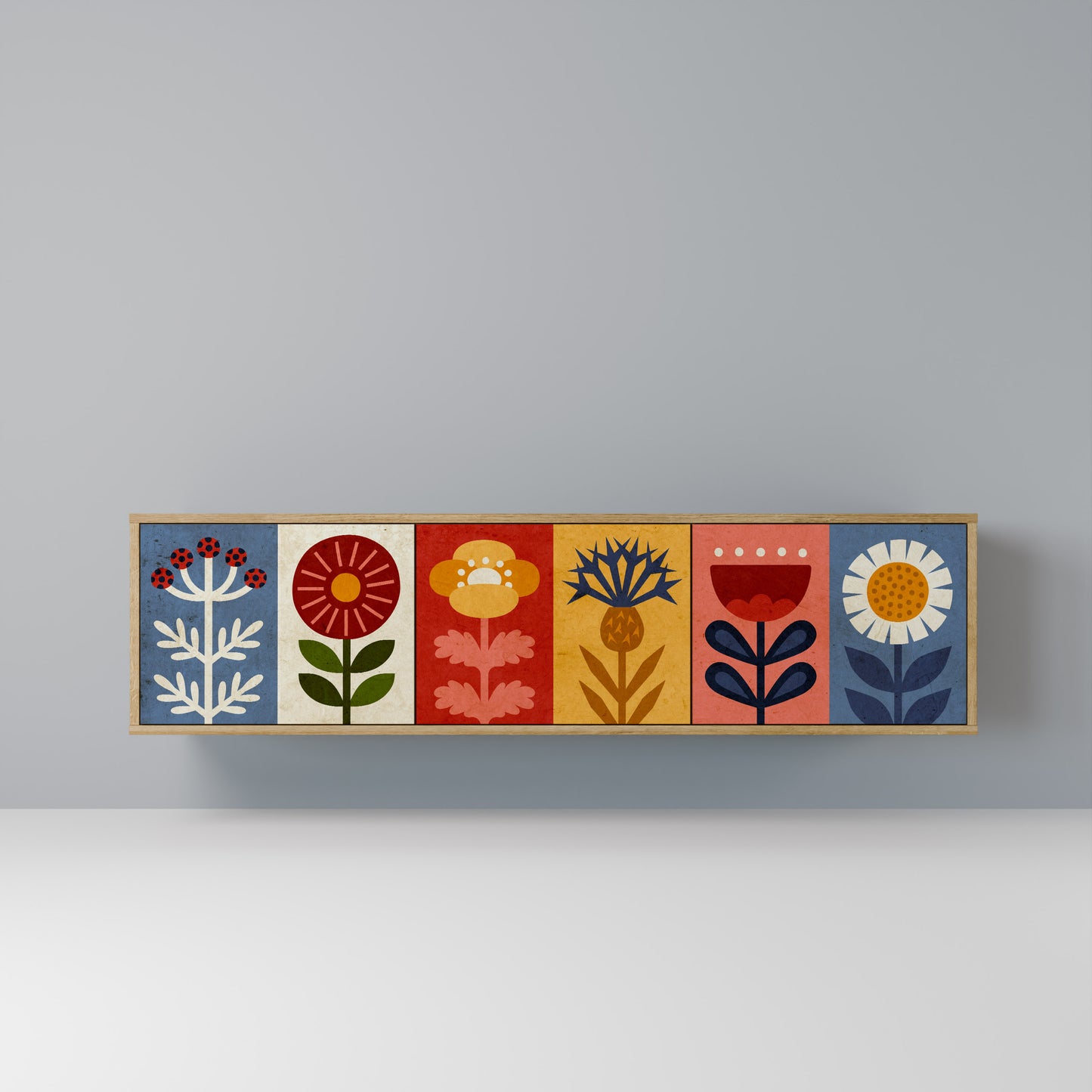 SCANDIC FLOWERET 3-Door TV Stand in Oak Effect