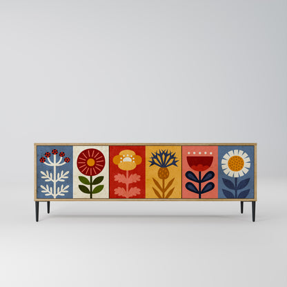 SCANDIC FLOWERET 3-Door TV Stand in Oak Effect