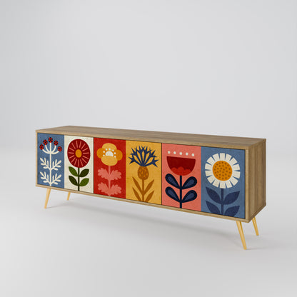 SCANDIC FLOWERET 3-Door TV Stand in Oak Effect