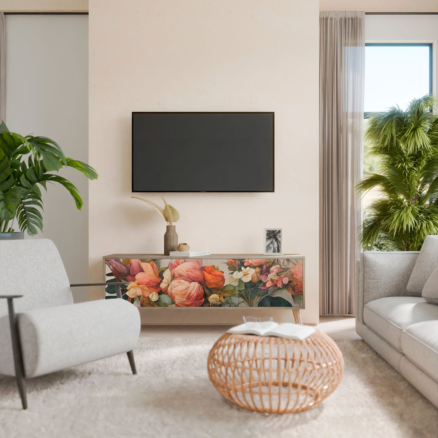 STYLISH BEAUTY Mobile TV a 3 Ante in Effetto Rovere