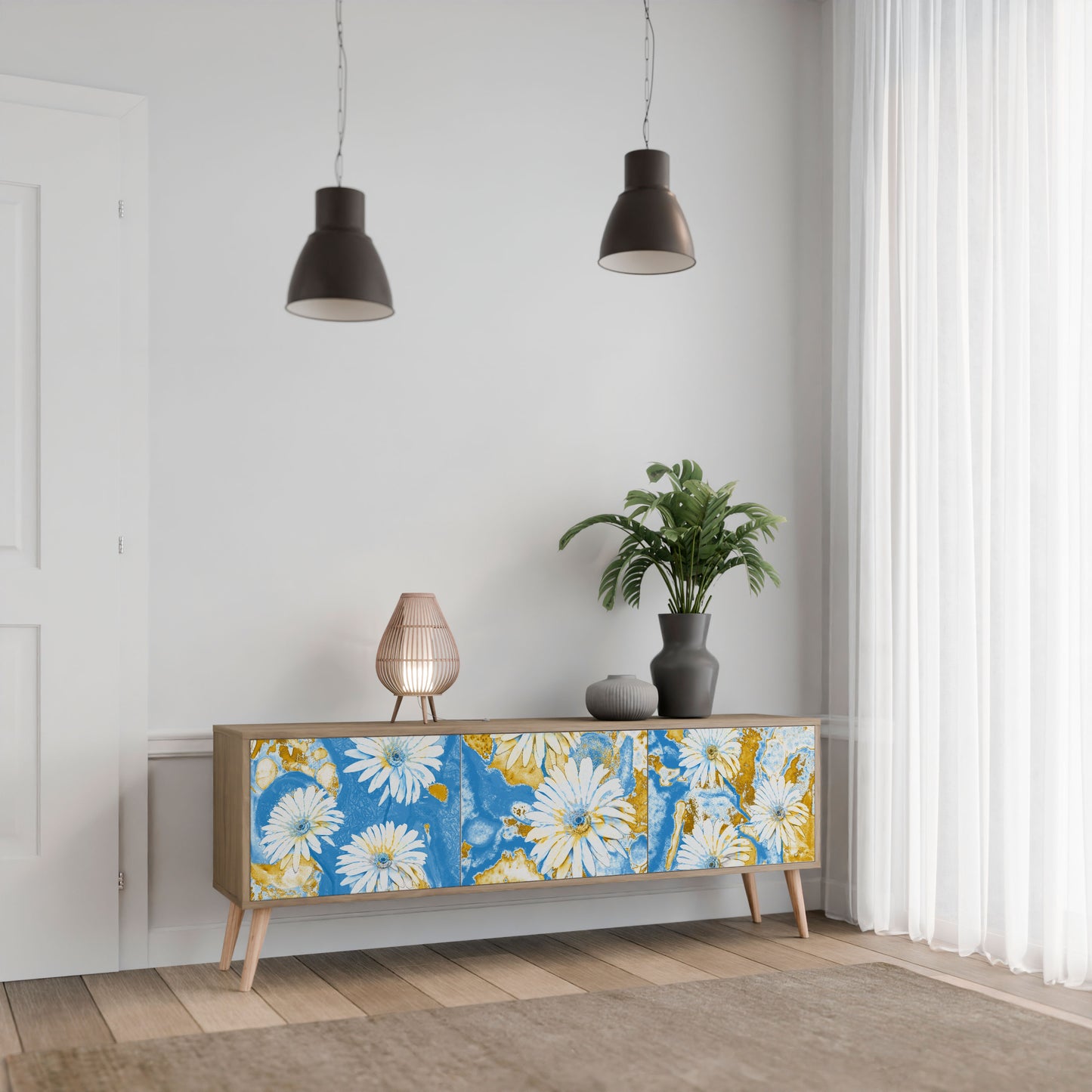 DAISY LUXE Mobile TV a 3 Ante in Effetto Rovere