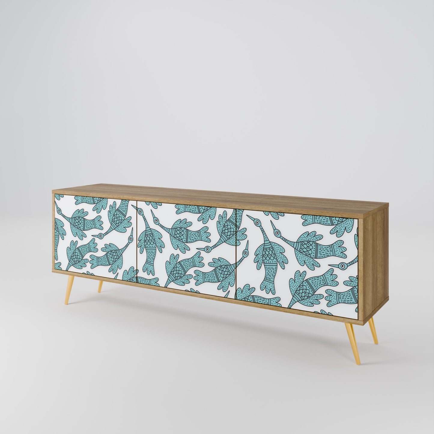 WATERSPOUT SONGIBIRD 3-Door TV Stand in Oak Effect