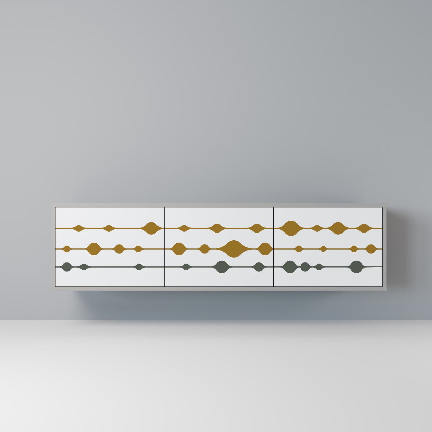 VIVID TONE 3-Door TV Stand in Grey Finish