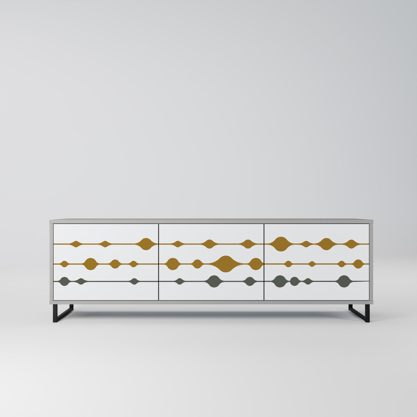 VIVID TONE 3-Door TV Stand in Grey Finish