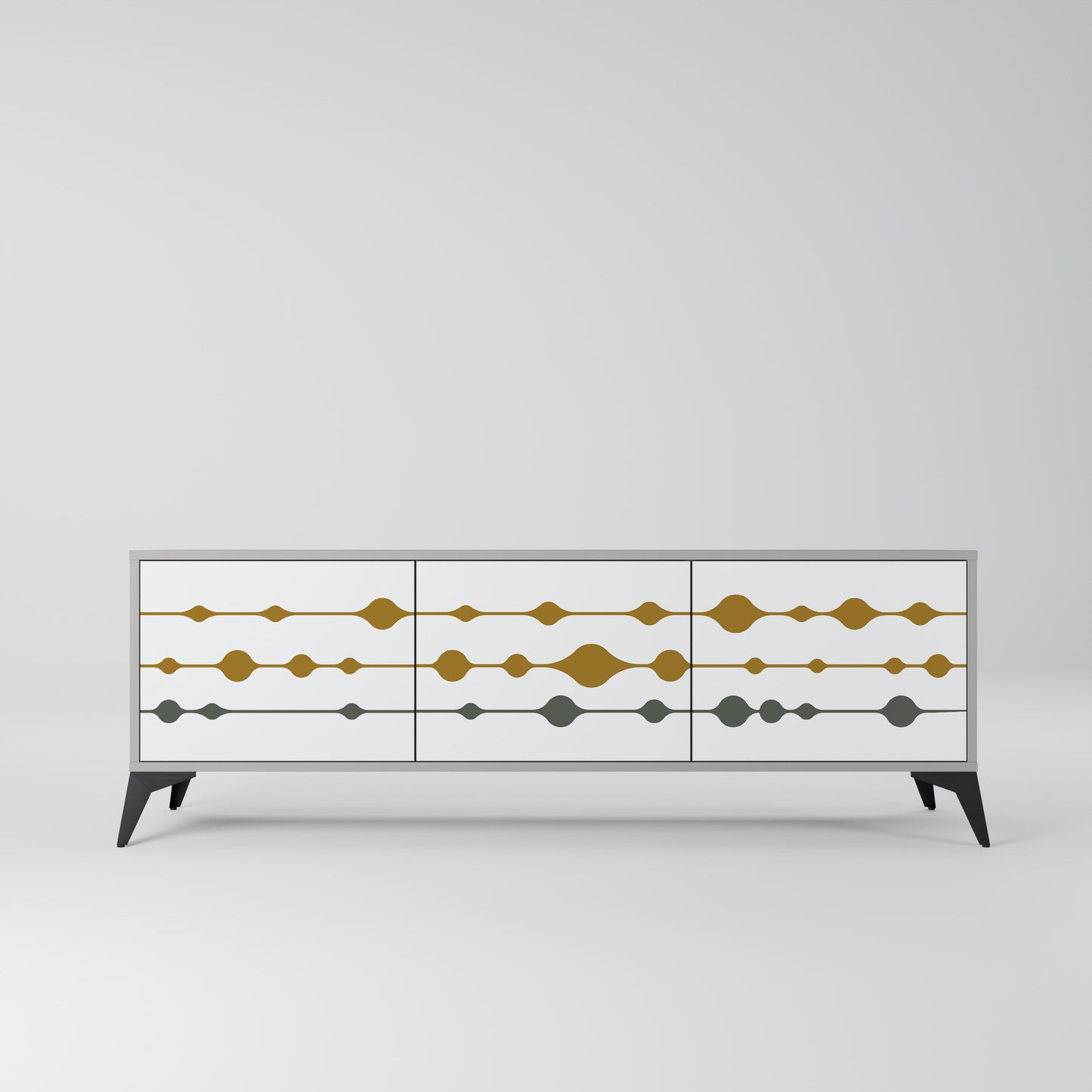 VIVID TONE 3-Door TV Stand in Grey Finish