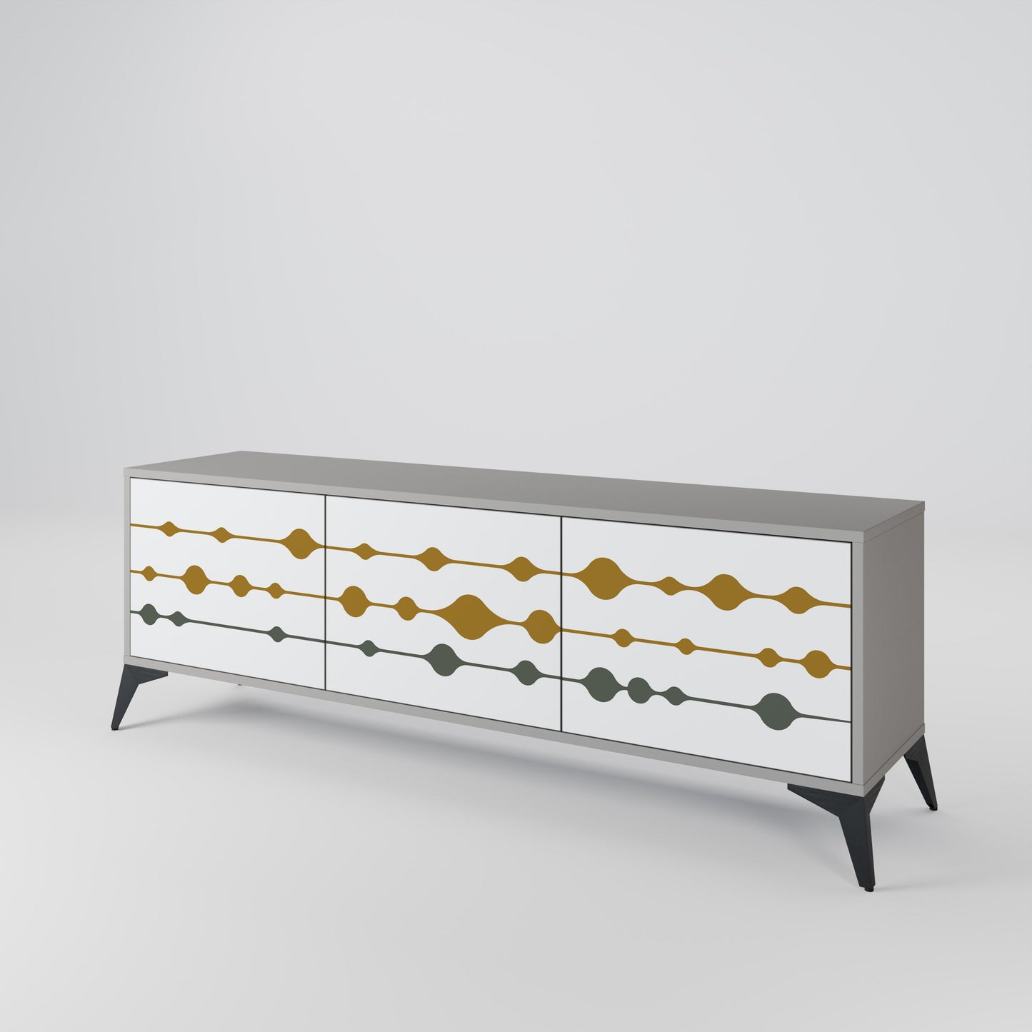 VIVID TONE 3-Door TV Stand in Grey Finish