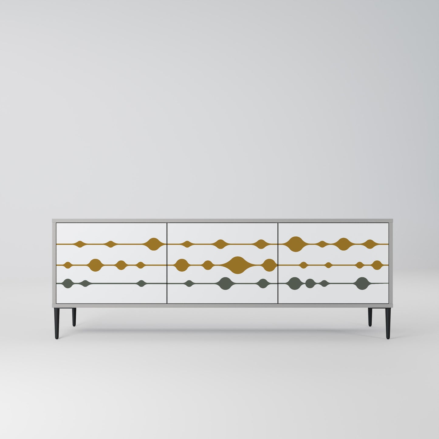 VIVID TONE 3-Door TV Stand in Grey Finish