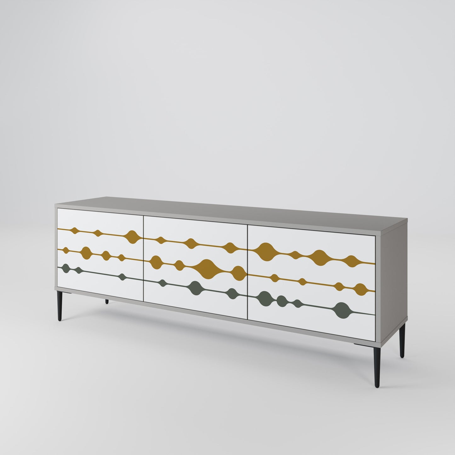 VIVID TONE 3-Door TV Stand in Grey Finish