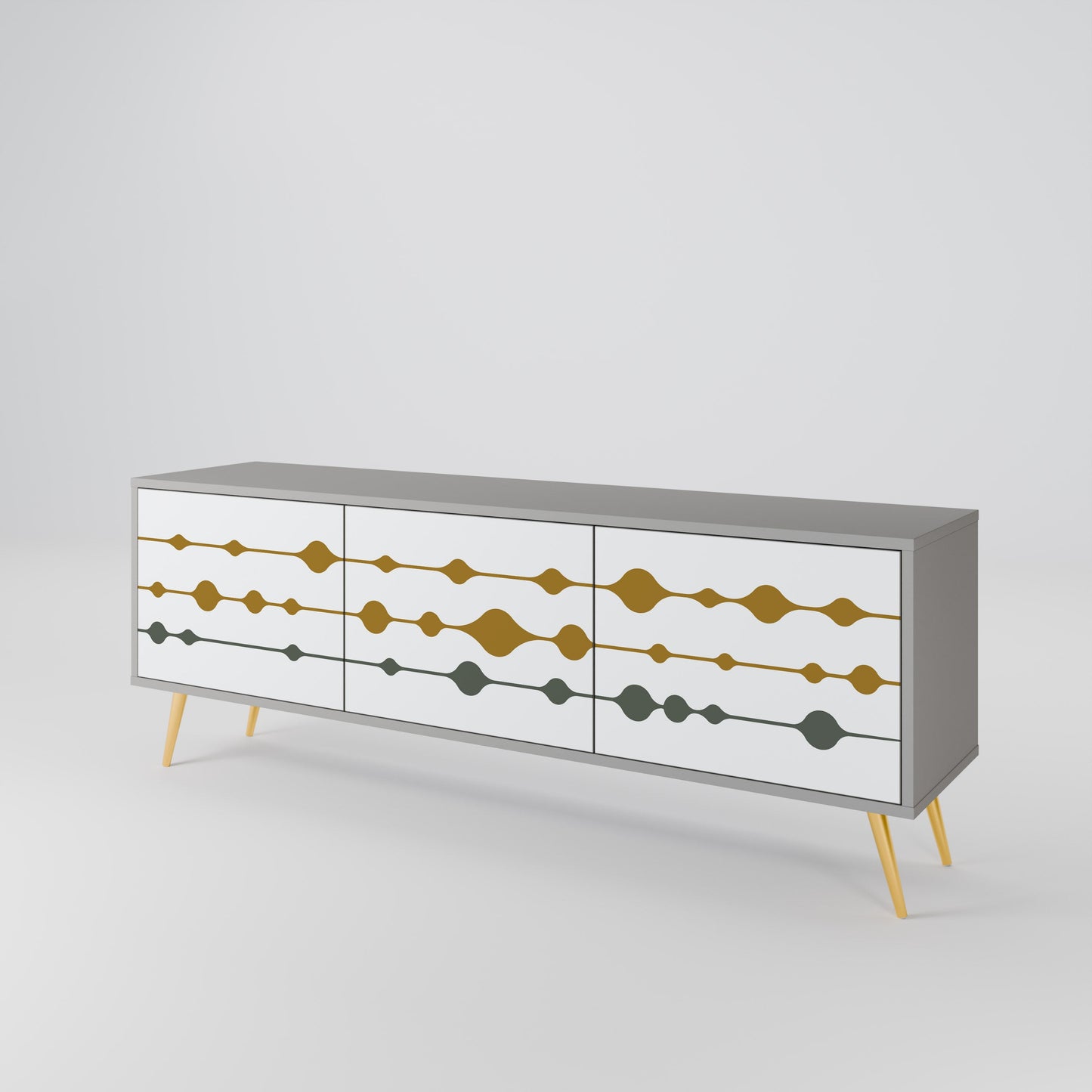 VIVID TONE 3-Door TV Stand in Grey Finish