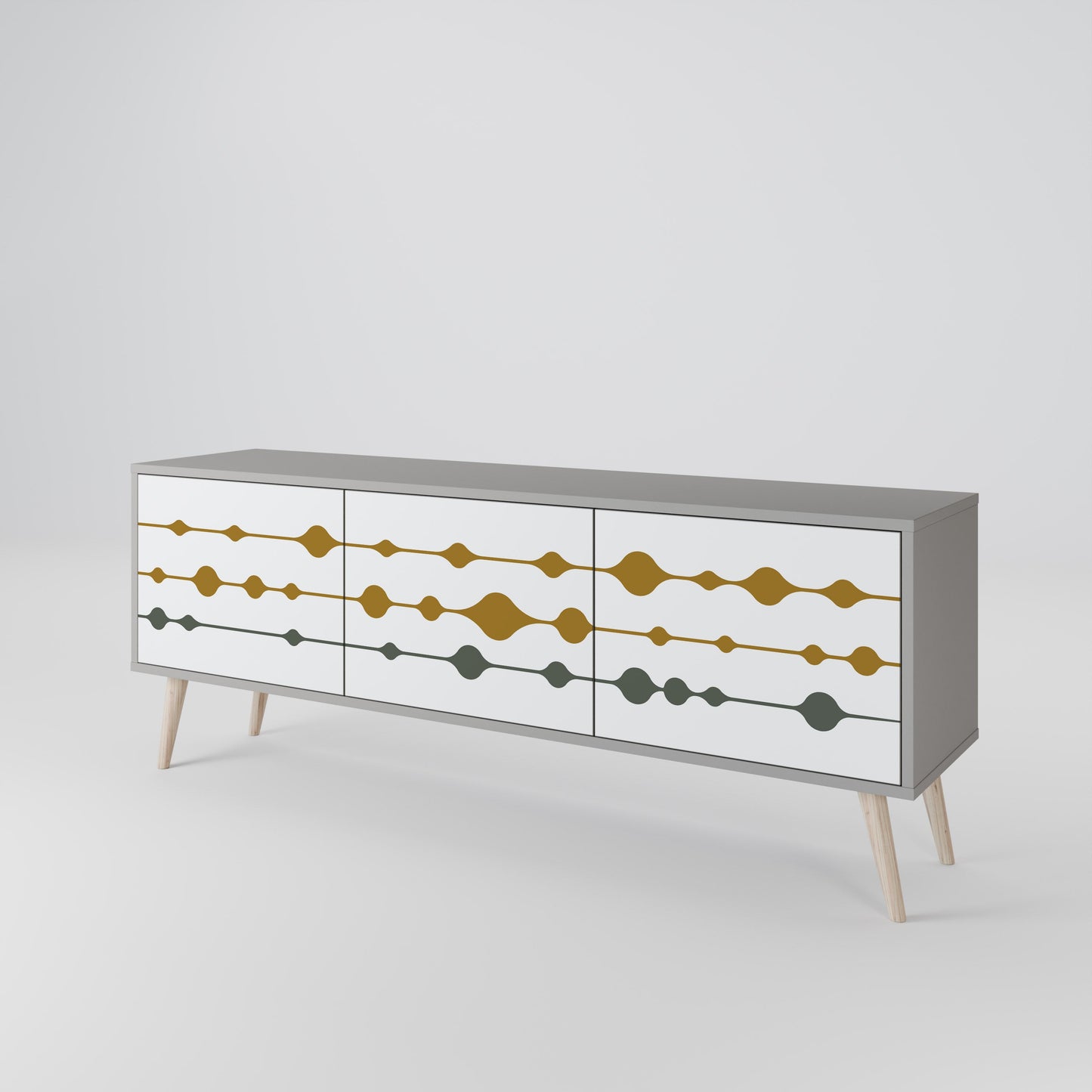 VIVID TONE 3-Door TV Stand in Grey Finish