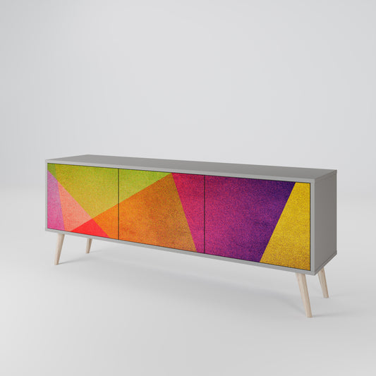 VIVID GEOMETRY 3-Door TV Stand in Grey Finish