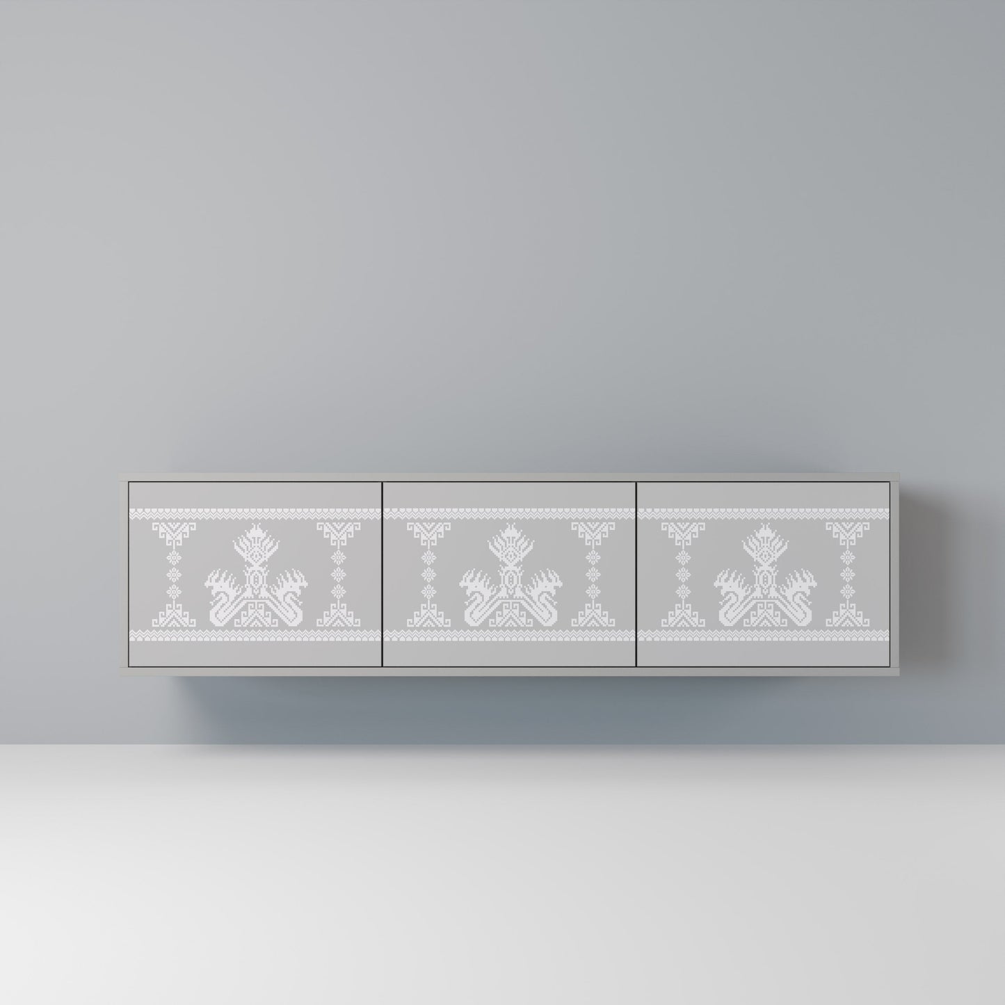 THAI GRAY 3-Door TV Stand in Grey Finish