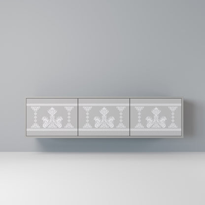 THAI GRAY 3-Door TV Stand in Grey Finish