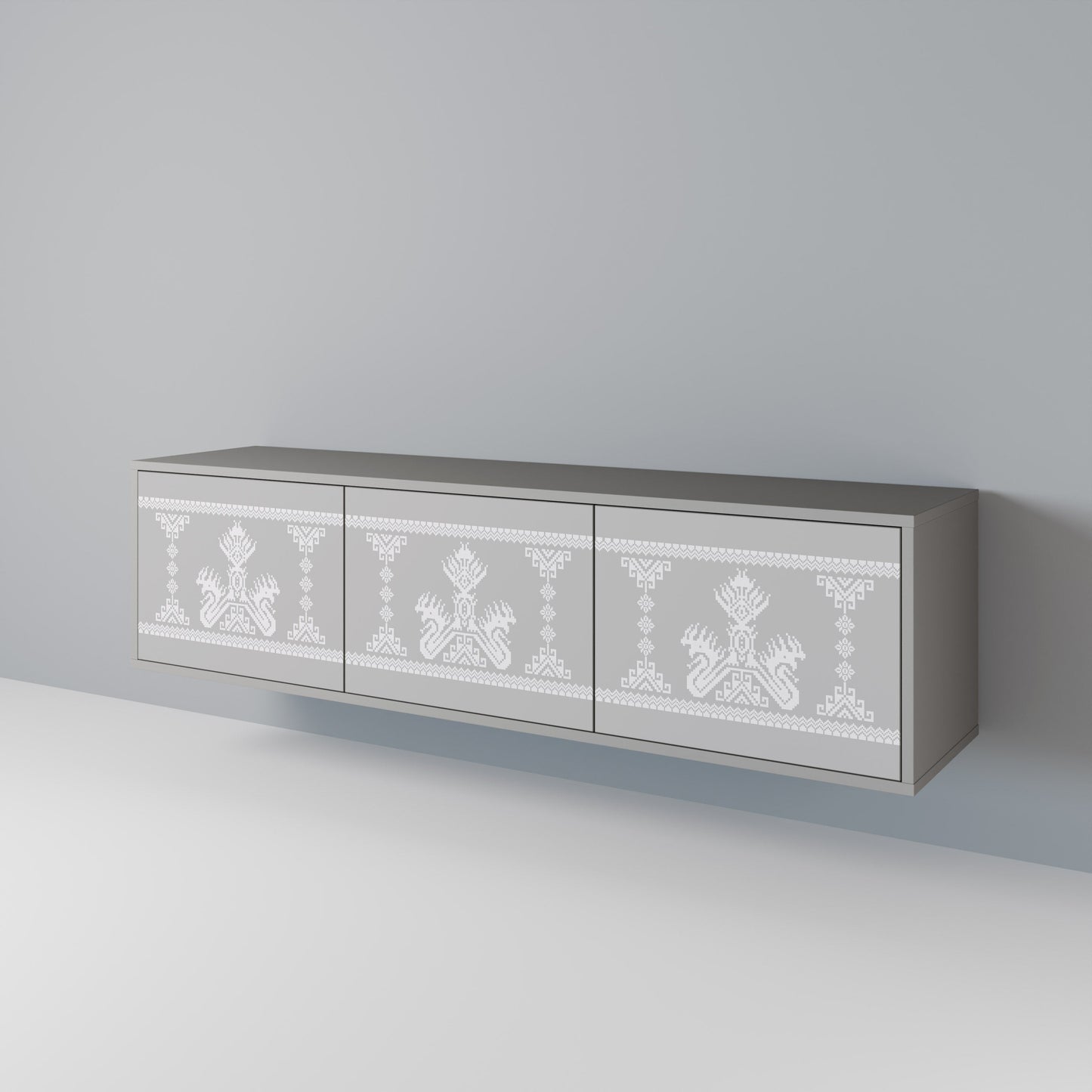 THAI GRAY 3-Door TV Stand in Grey Finish