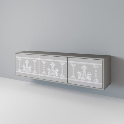 THAI GRAY 3-Door TV Stand in Grey Finish