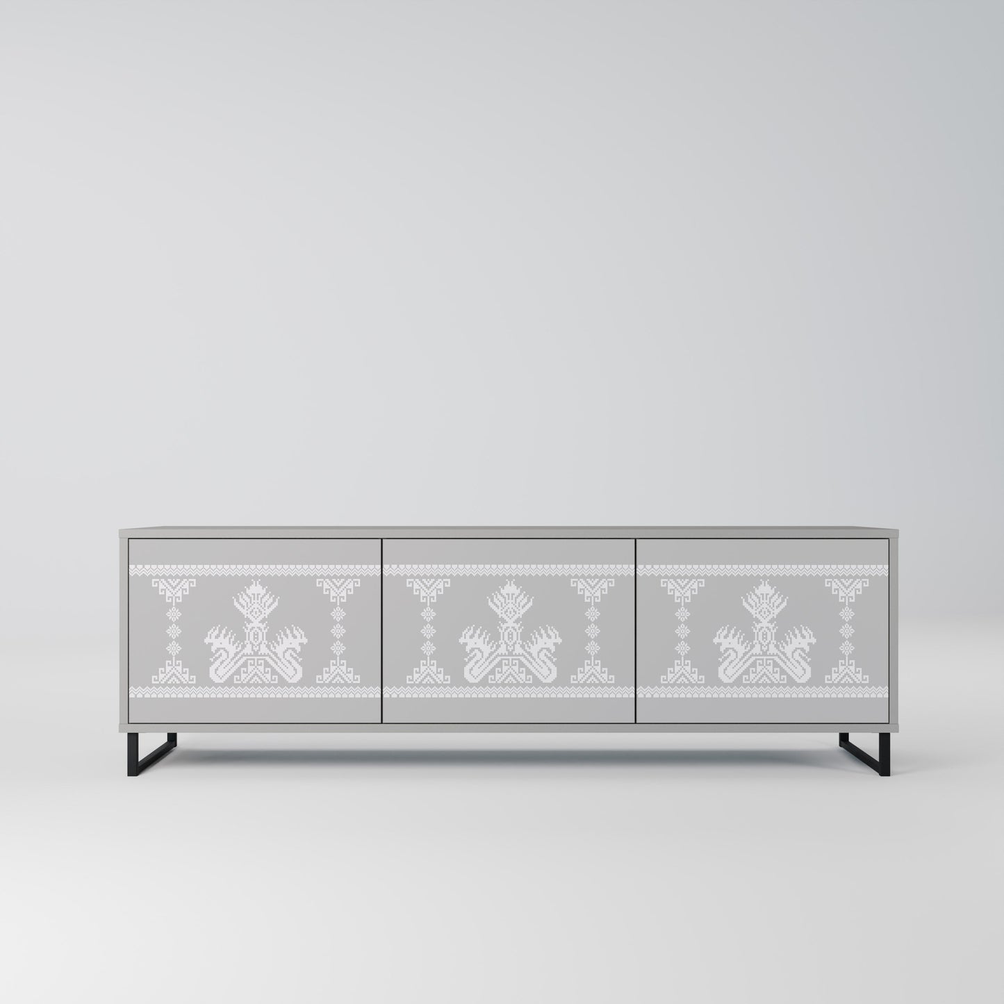 THAI GRAY 3-Door TV Stand in Grey Finish