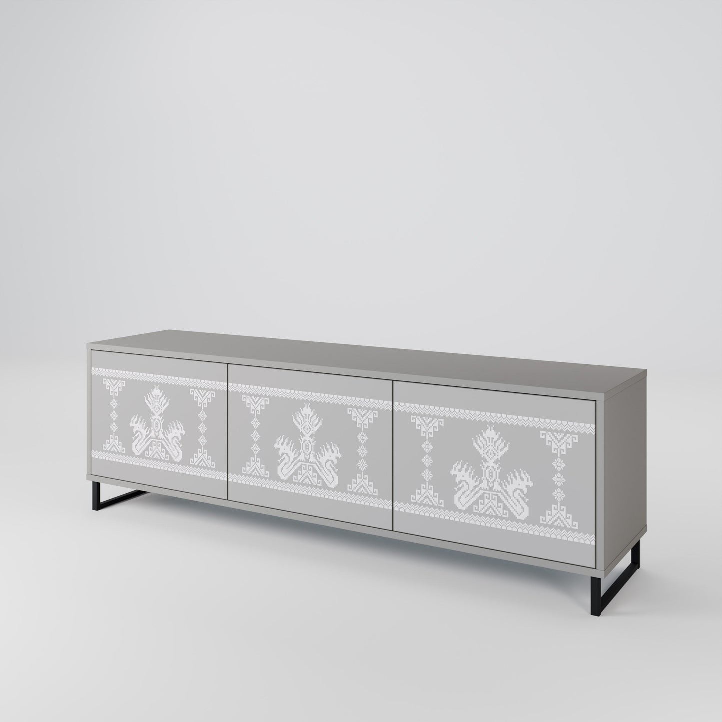 THAI GRAY 3-Door TV Stand in Grey Finish