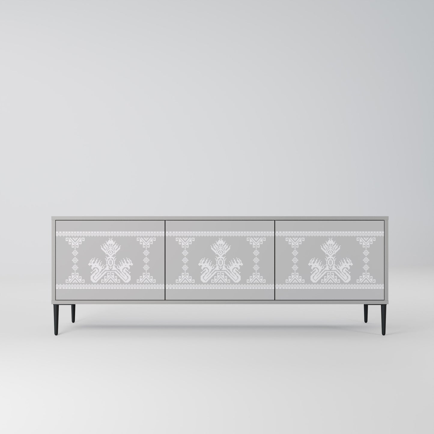 THAI GRAY 3-Door TV Stand in Grey Finish