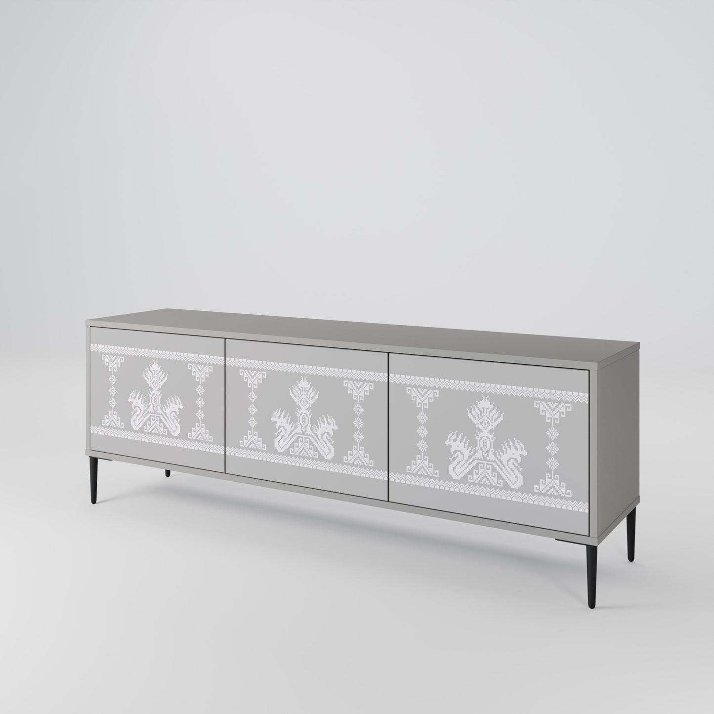 THAI GRAY 3-Door TV Stand in Grey Finish