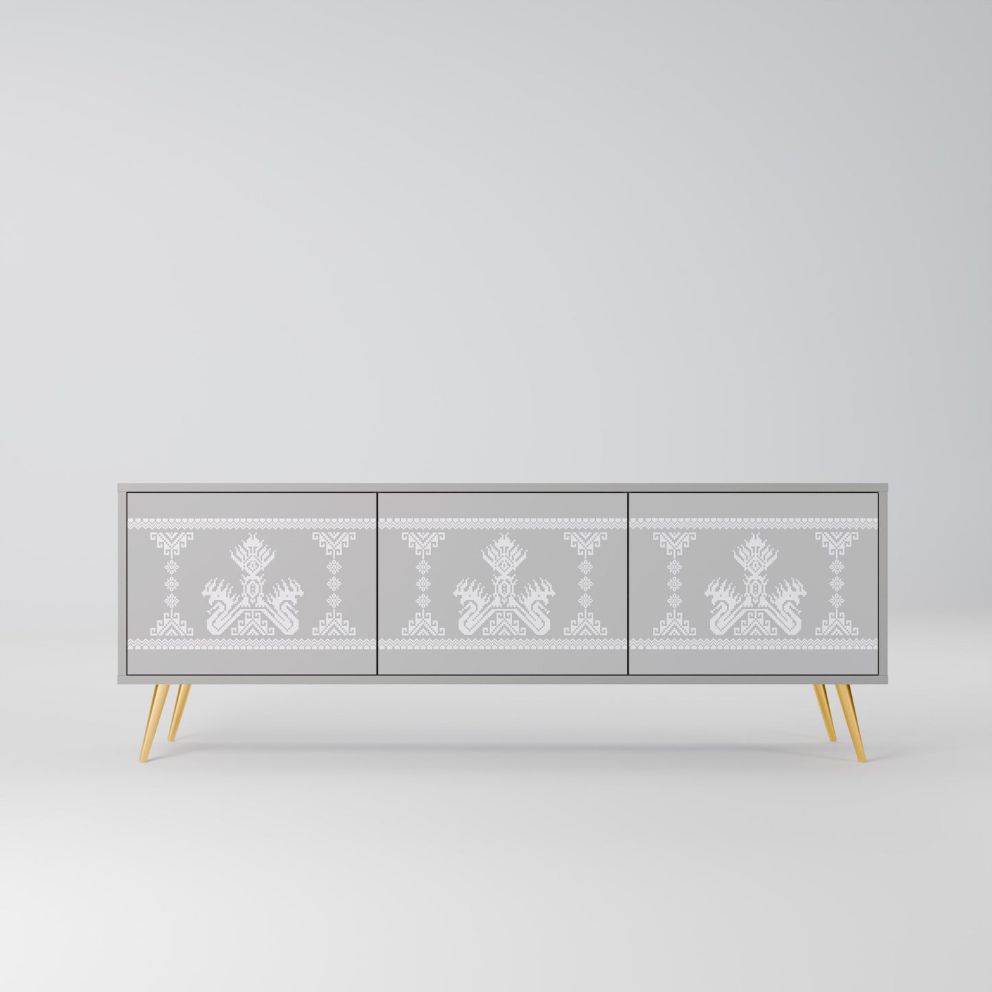 THAI GRAY 3-Door TV Stand in Grey Finish