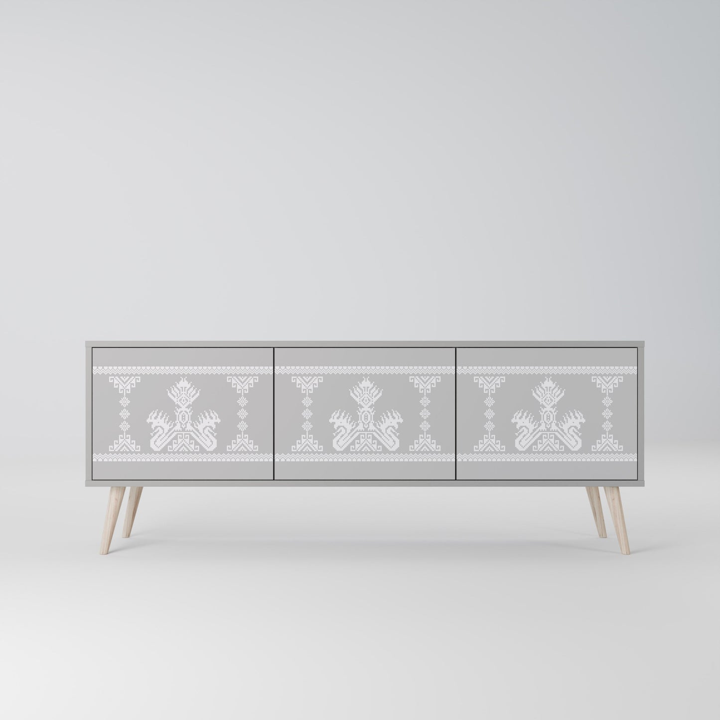 THAI GRAY 3-Door TV Stand in Grey Finish