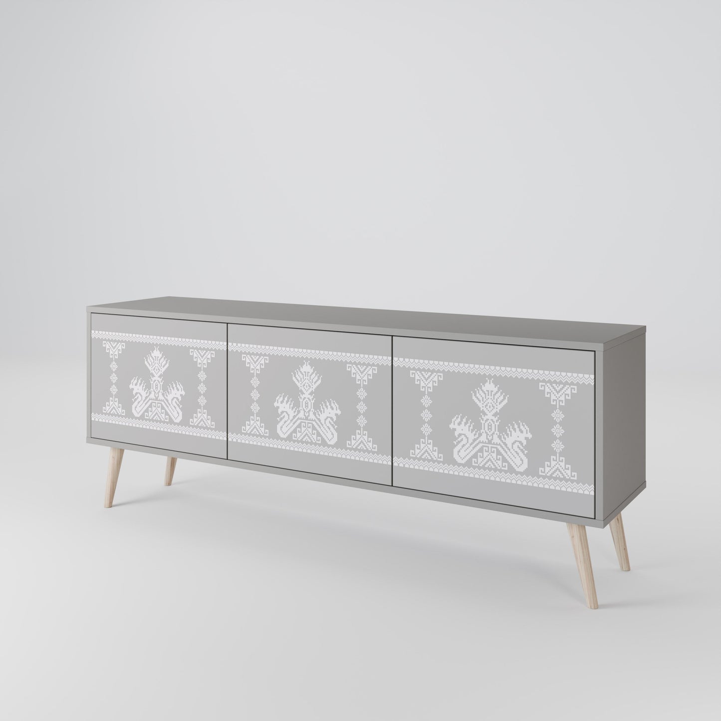 THAI GRAY 3-Door TV Stand in Grey Finish