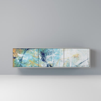 ABSTRACT THOUGHTS 3-Door TV Stand in Grey Finish