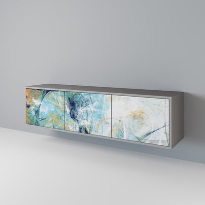 ABSTRACT THOUGHTS 3-Door TV Stand in Grey Finish