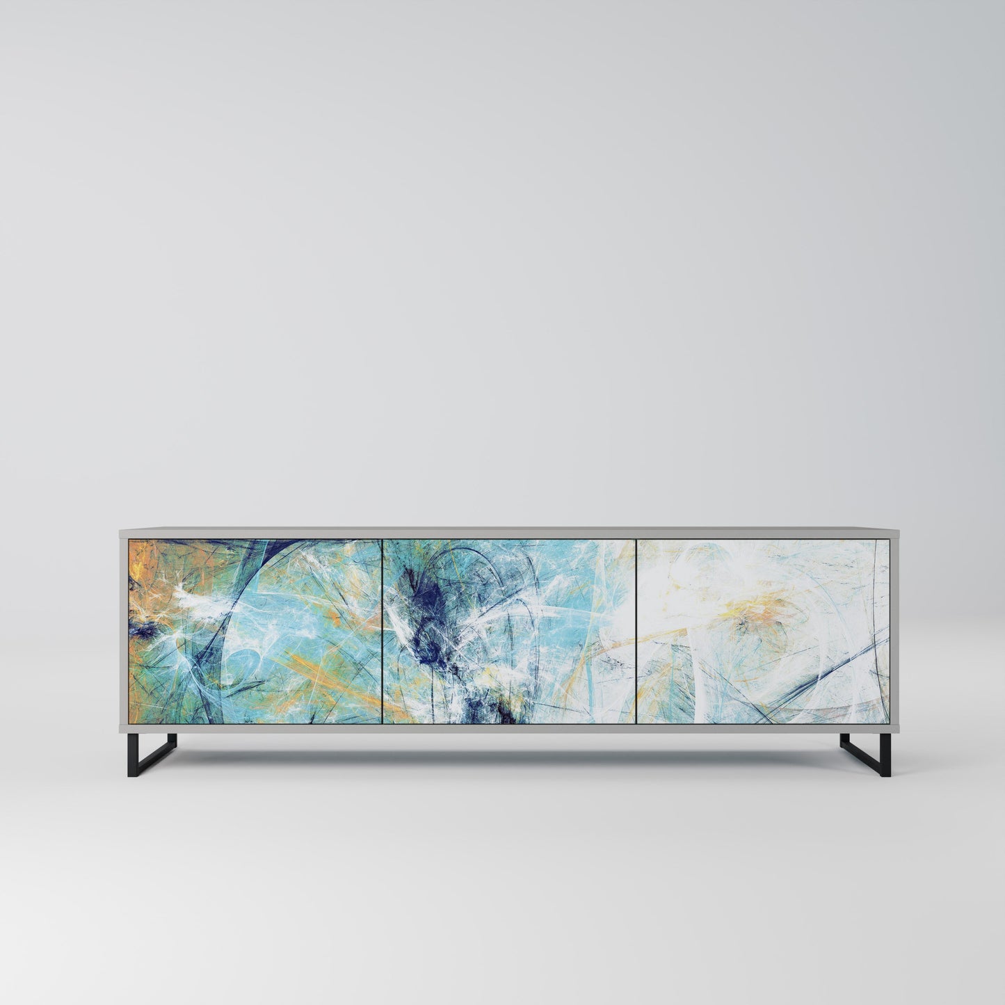 ABSTRACT THOUGHTS 3-Door TV Stand in Grey Finish