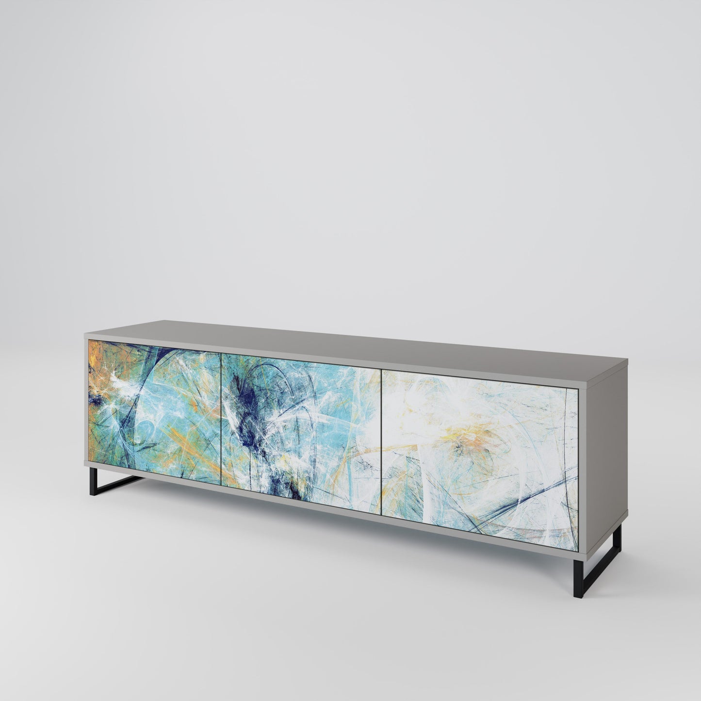 ABSTRACT THOUGHTS 3-Door TV Stand in Grey Finish