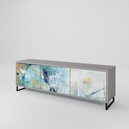 ABSTRACT THOUGHTS 3-Door TV Stand in Grey Finish