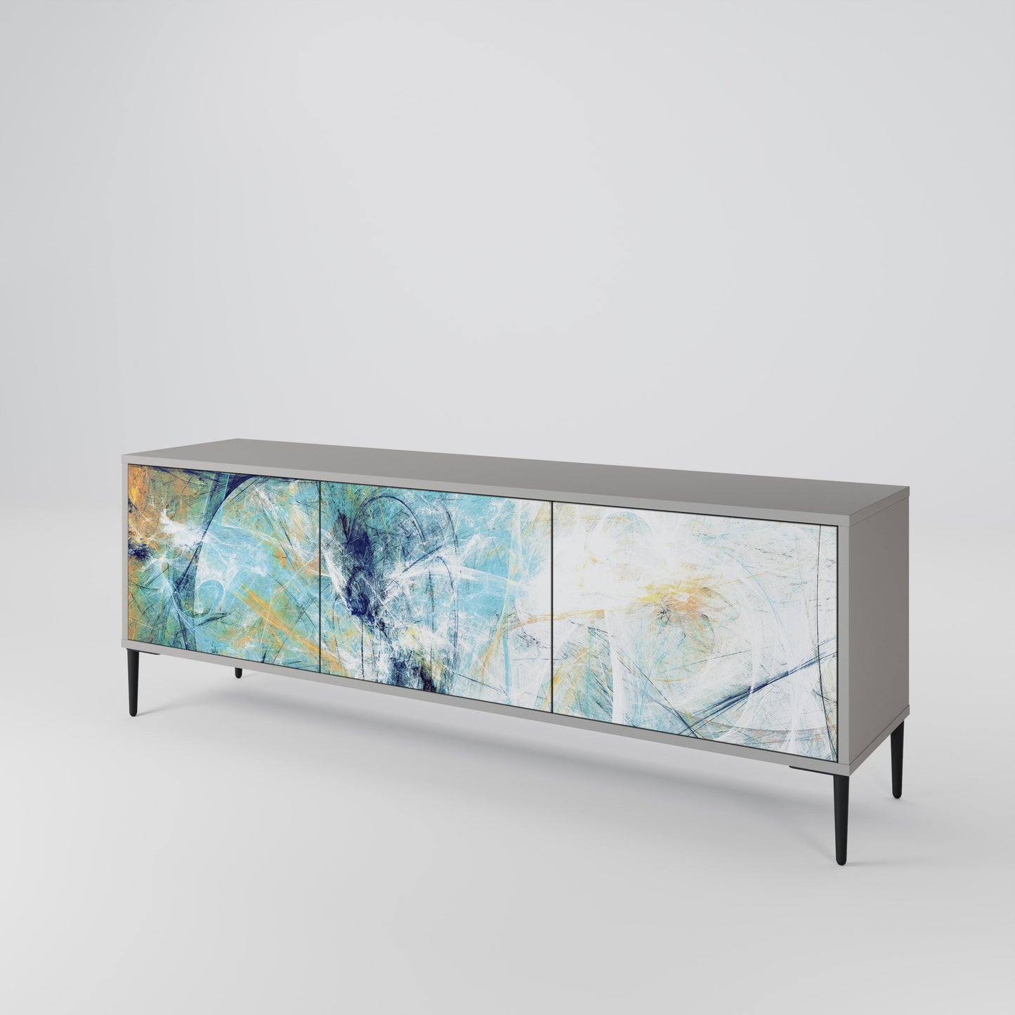 ABSTRACT THOUGHTS 3-Door TV Stand in Grey Finish