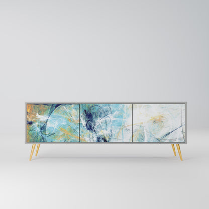 ABSTRACT THOUGHTS 3-Door TV Stand in Grey Finish