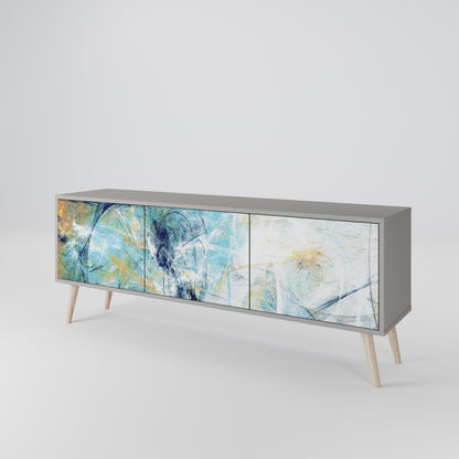 ABSTRACT THOUGHTS 3-Door TV Stand in Grey Finish